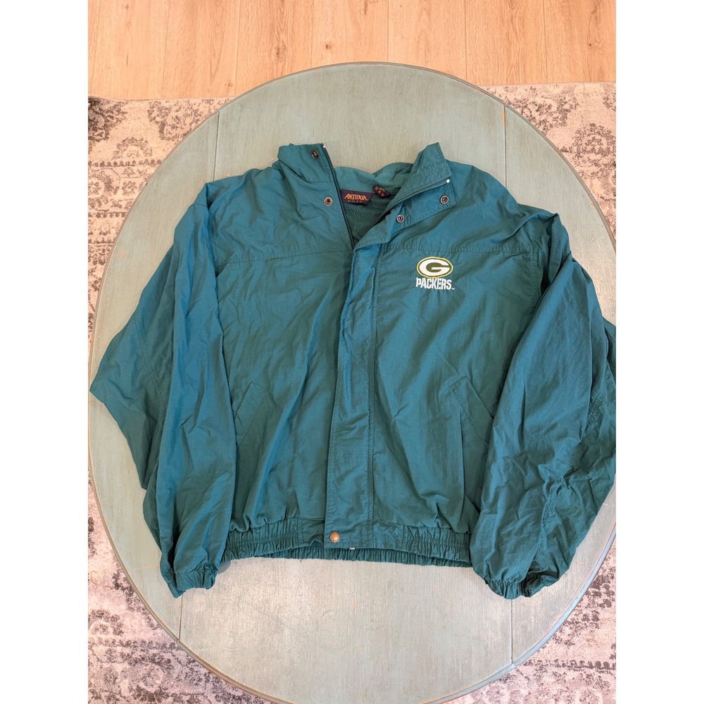 Antigua Golf Green Bay Packers Windbreaker Jacket Mens Large Green Vintage NFL